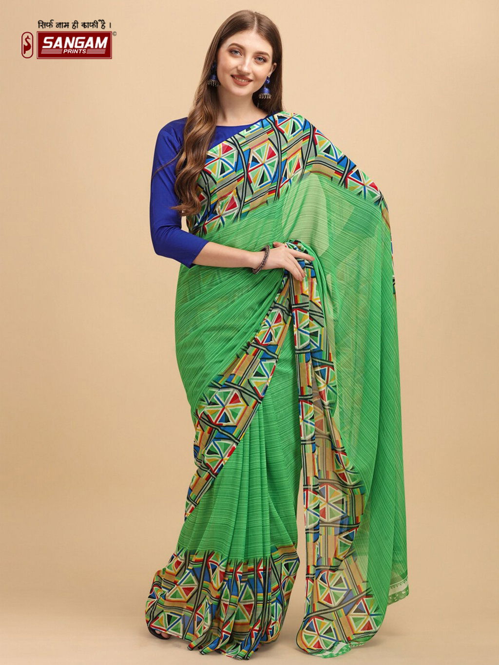 Sangam Lashkara Fancy Wear Reniyal Georgette Printed Designer Saree Collection